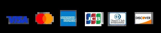VISA・Mastercard・American Express・JCB・Diners Club・DISCOVER